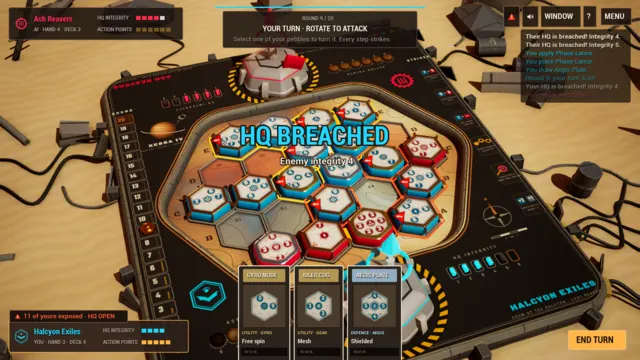 A chain runs into the enemy's home row: HQ breached