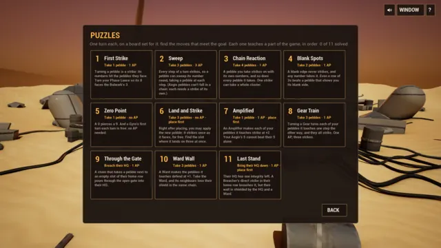 The list of eleven puzzles